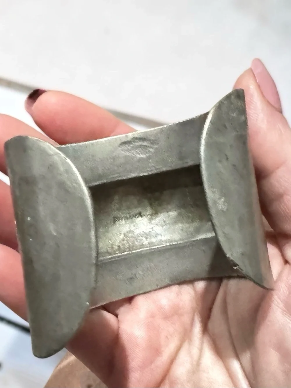 VTG Signed Robin Kahn Pewter Wide Modernist Statement Cuff Bracelet